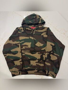 Supreme Satin Applique Hooded Sweatshirt Woodland Camo(SS26) Size Large